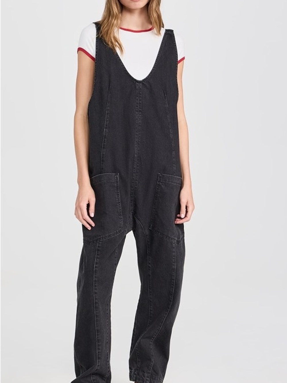 Free People Women’s High Roller Jumpsuit Jeans - Mineral Black Denim - Picture 3 of 16